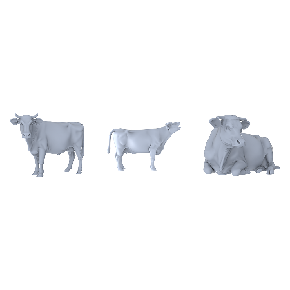 Yao's Studio LYTR053 Ranch Cow Scene Resin Miniature Model 3-Piece Set - Cow Figures Unpainted DIY Model Painting Ranch Scene Decor 1set