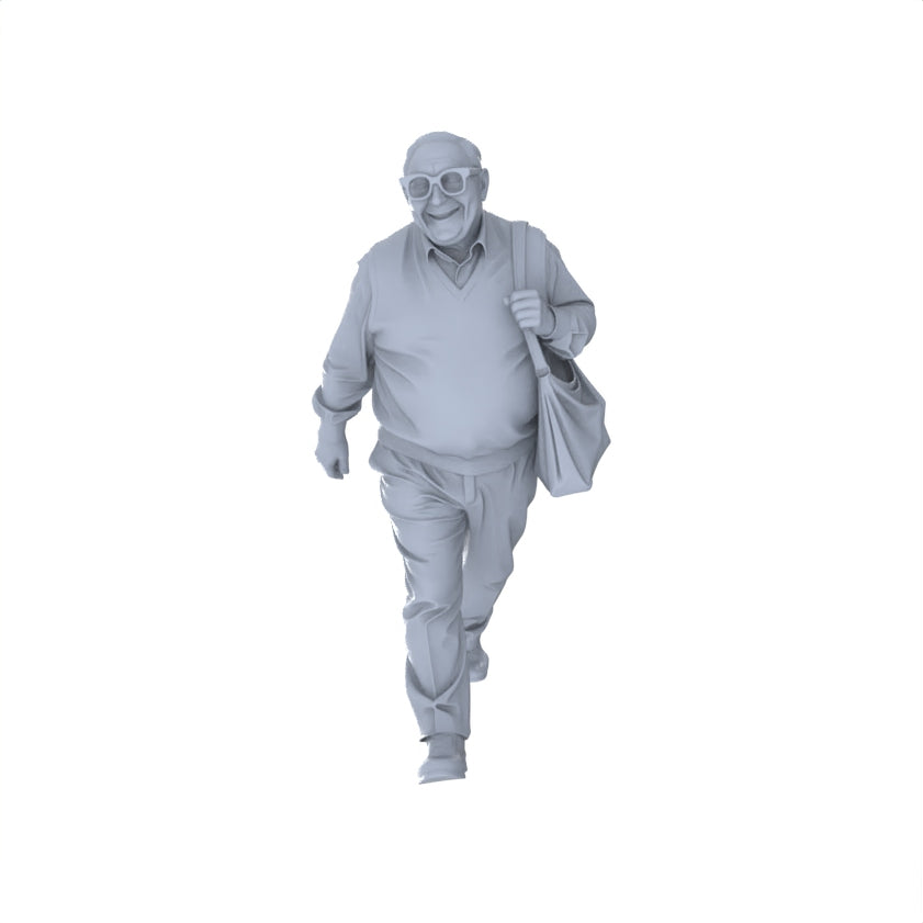 Yao's Studio LYTR155 Elderly Daily Life Resin Miniature Model 4-Figure Set, Unpainted Senior Citizen Figures, DIY Painting Street Scene Decoration Miniatures Diorama Resin Figures