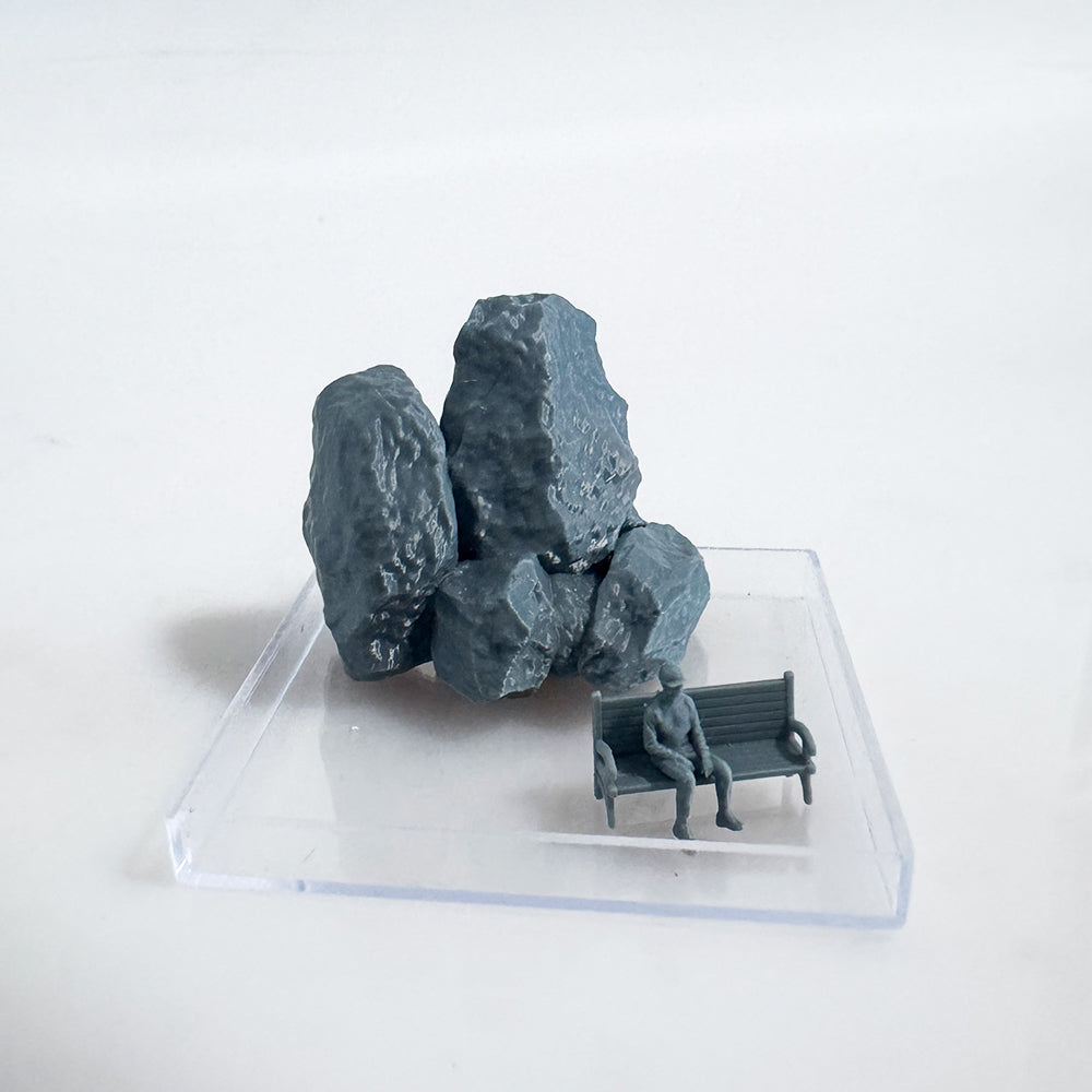 Yao's Studio LYTS049 Miniature Mountain Landscape With Human Figures Scene Display Box