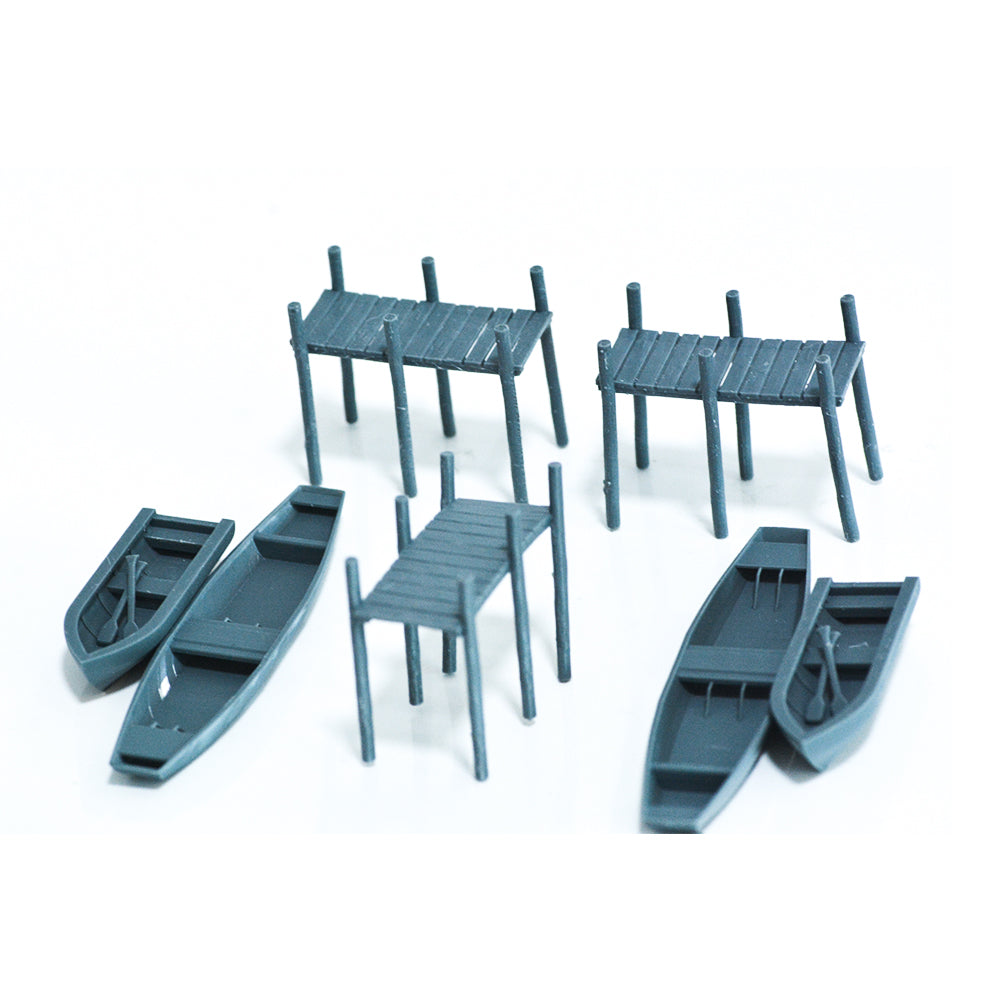 Yao's Studio LYTS038 Part Of The Dock Boats And Canoes Scene Of The Railway Train Layout.