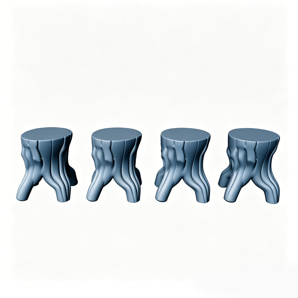 MRY-SFW LYTS515 3D Printed Irregular Tree Stump Table & Stool Set, Unpainted White Resin, Miniature Diorama Scene Accessories