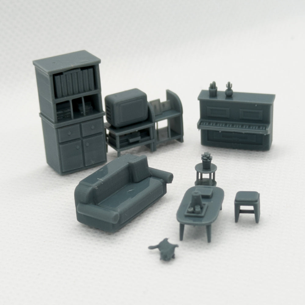 Yao's Studio LYTS017 Miniature Scene: Sofa, Home Appliances, Piano, Desk & Living Room Set