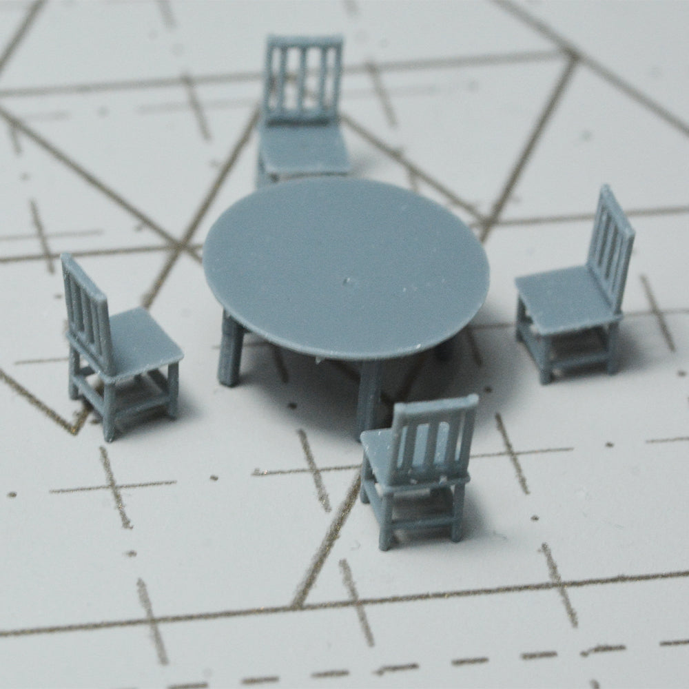 Yao's Studio LYTS029 Miniature Dock factory building Shipyard Display Tower Crane Round Table And Chair Combination Dining Table With Chairs