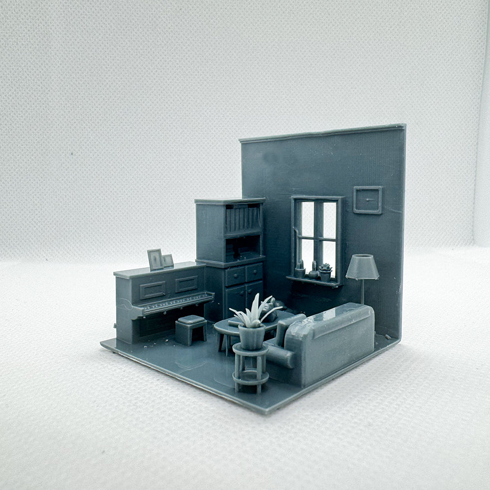 Yao's Studio LYTS017 1/S 1/L Miniature Scene Display Box: Sofa, Home Appliances, Piano, Desk & Living Room Set