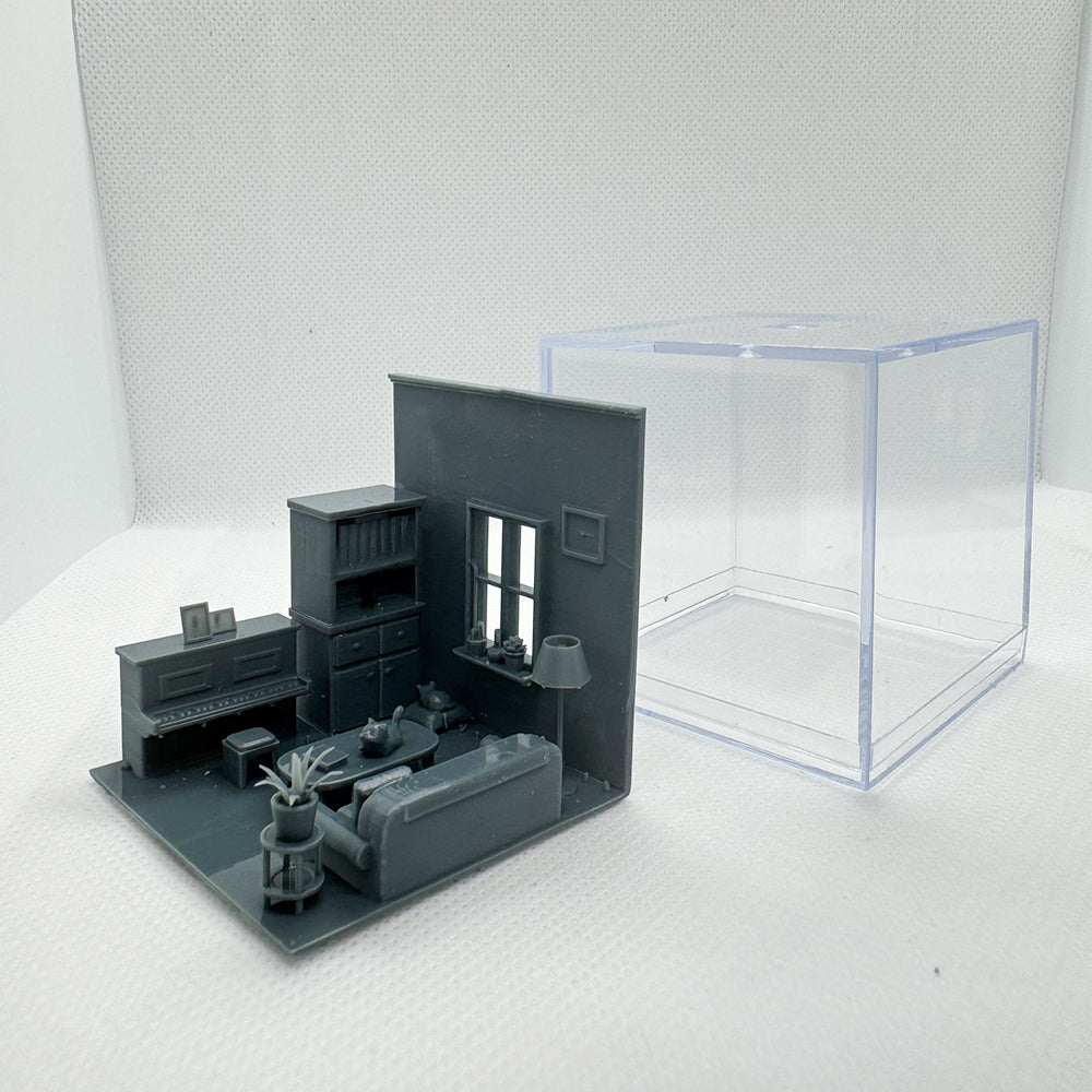 Yao's Studio LYTS017 1/S 1/L Miniature Scene Display Box: Sofa, Home Appliances, Piano, Desk & Living Room Set