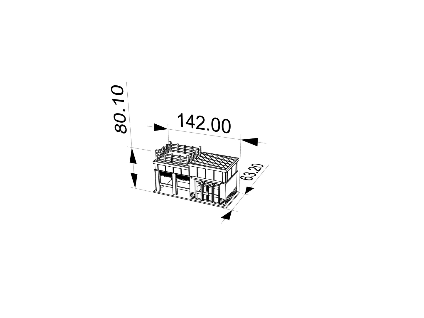 RHF369 Japanese Street Corner Shop Miniature Building Model Japanese Street Corner Shop Miniature Building with Terrace & Roller Shutters for Diorama