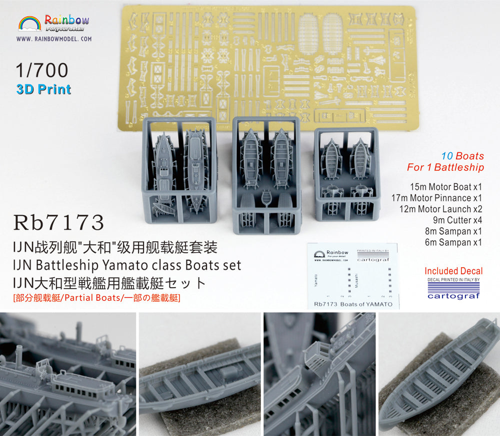 Rainbow RB7173 1/700Detail Up IJN Battleship Yamato class Bo – product image 2