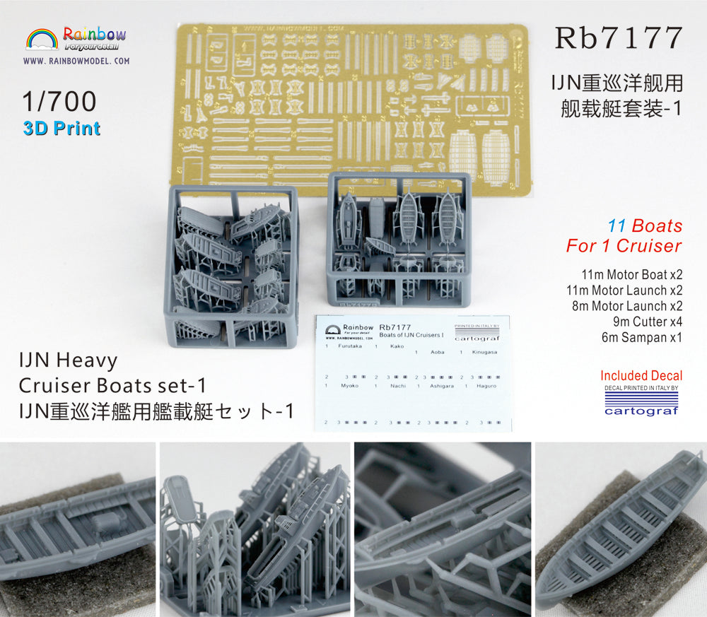 Rainbow RB7177 1/700Detail Up IJN Heavy Cruiser Boats set-1 – product image 2