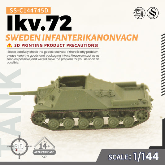 SSMODEL 745D Finished Painted N SCALE Railway Military Model Kit Sweden Infanterikanonvagn Ikv.72