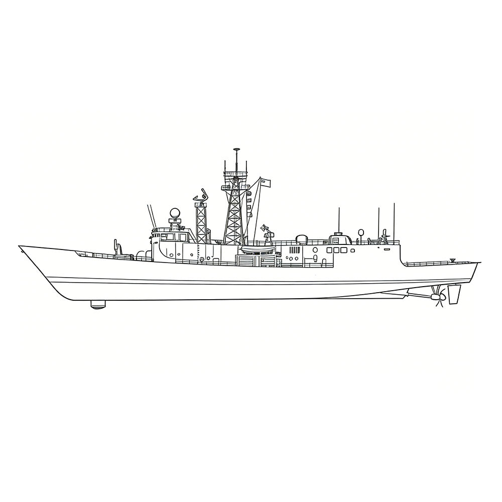SSC155S Military Model USS FFG-7 Oliver Hazard Perry Class Frigate Full Hull