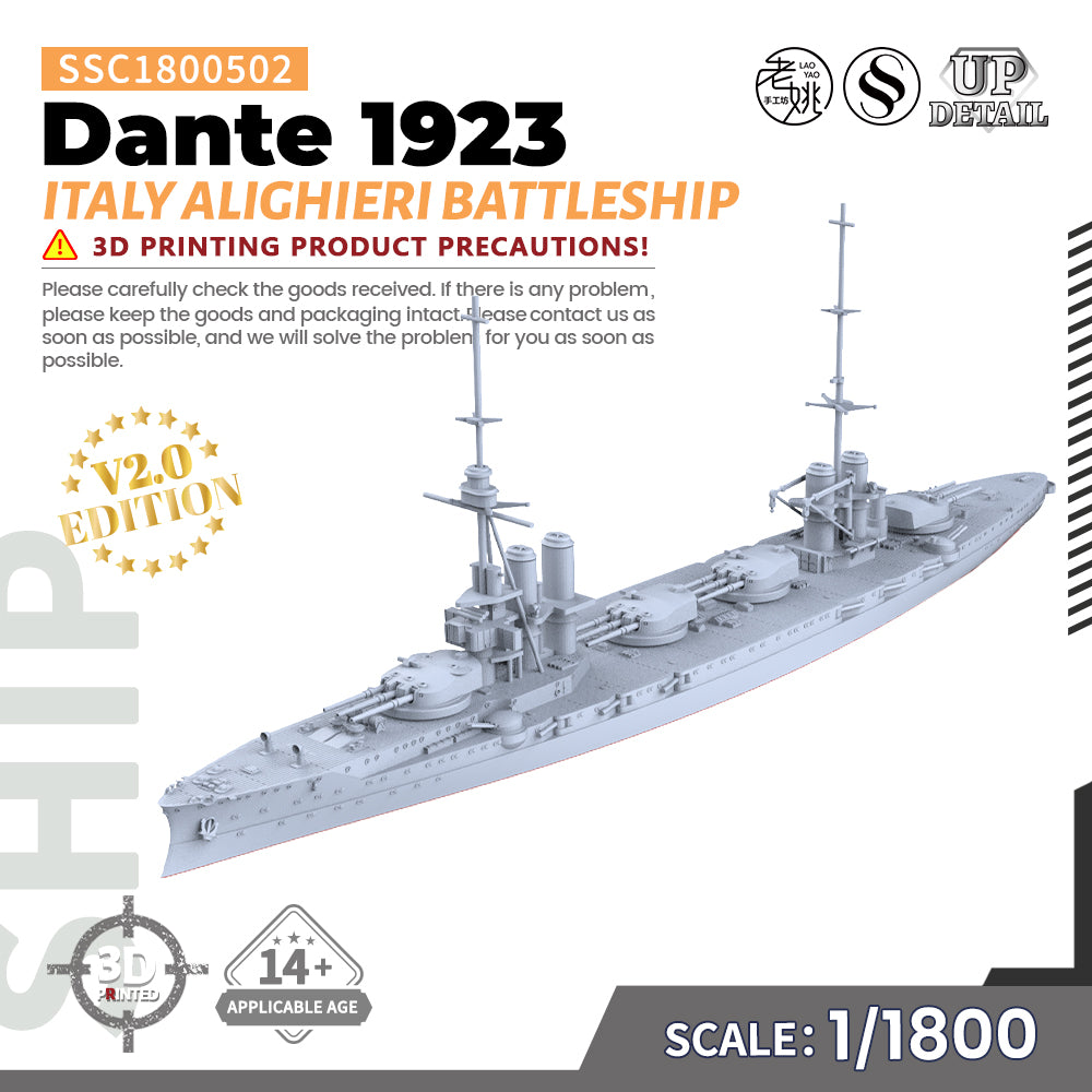 SSMODEL 502 Military Warship Model Kit Italian Navy Dante Alighieri Battleship 1923