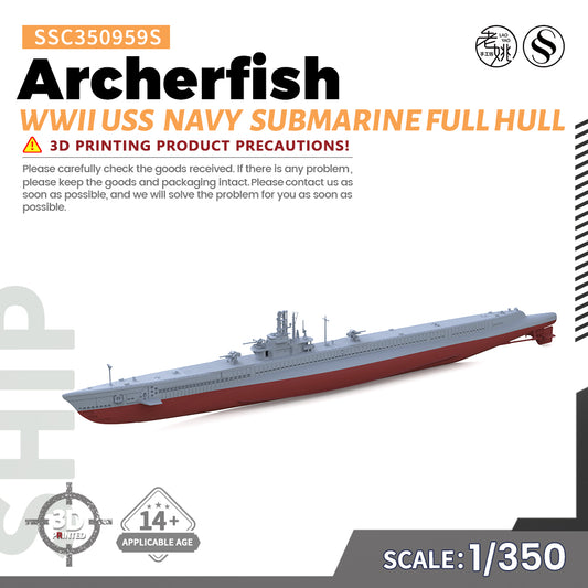 SSMODEL 959S Military Model WWII USS Navy Archerfish Submarine Full Hull