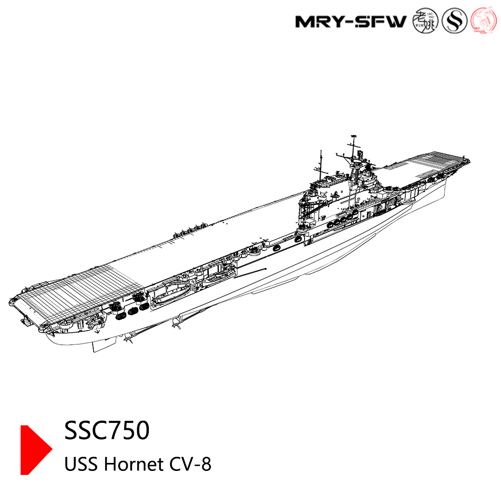 SSMODEL 750 Military Model Kit USS Hornet CV-8 Aircraft Carrier Water Line