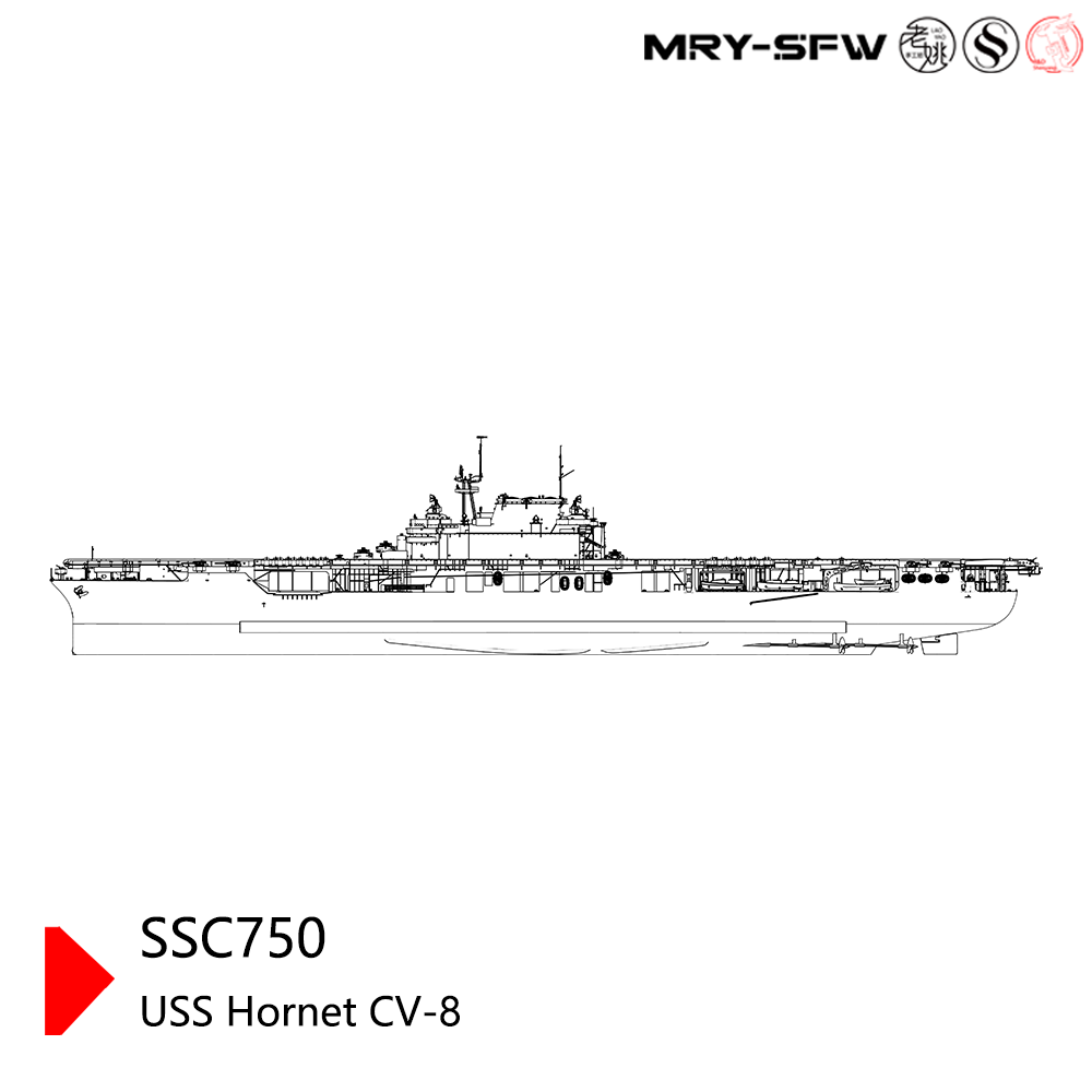 SSMODEL 750 Military Model Kit USS Hornet CV-8 Aircraft Carrier Water Line