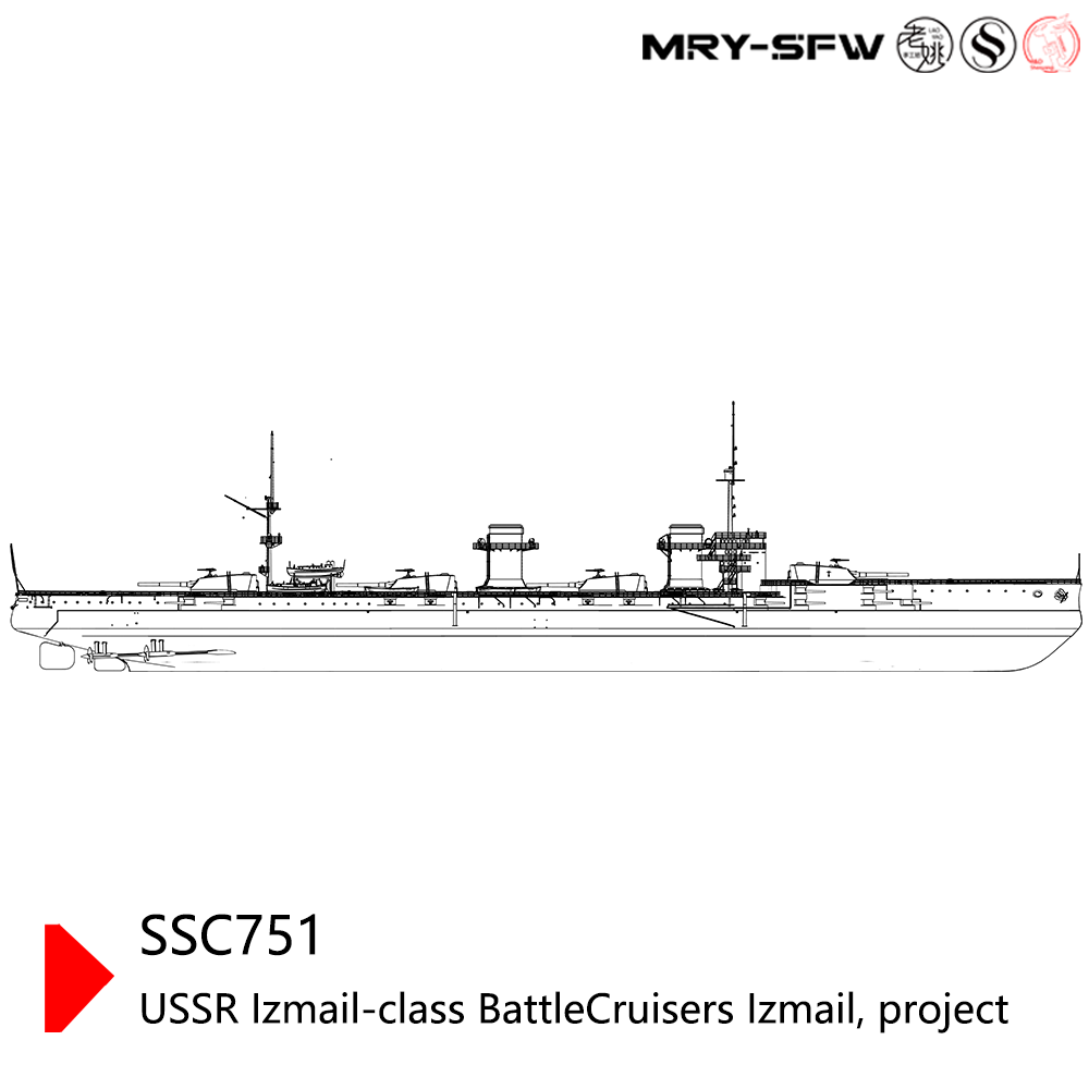 SSMODEL 751 Military Model Kit USSR Izmail-Class Battle Cruisers Izmail, Project Water Line