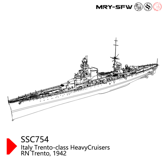 SSMODEL 754 Military Model Kit Italy Trento-Class Heavy Cruisers RN Trento, 1942 Water Line