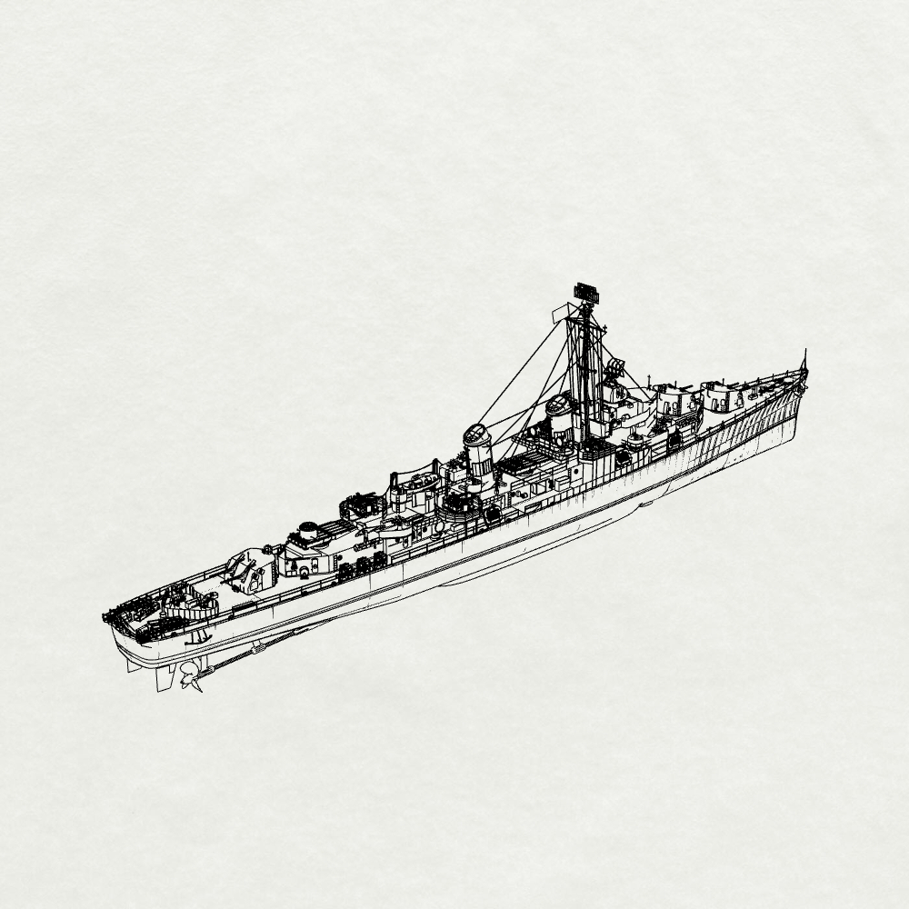 MRY-SFW SSC250 Allen M. Sumner-class Allen M. Sumner Destroyer DD-692 1944 Water Line