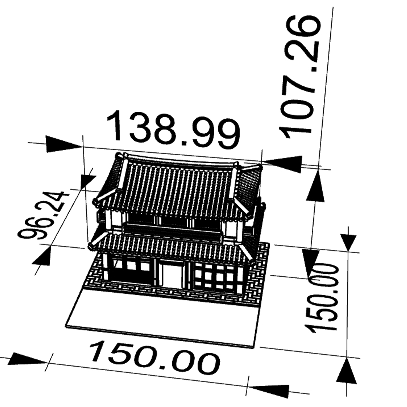RHF287 Ancient-style Double-story Theater Miniature Building Ancient Style Double-Layer Theater Miniature Building with Openable Doors and Windows