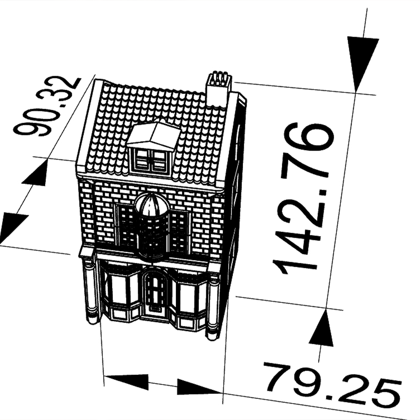 RHF292 British Retro Red Brick Cafe British Retro Red Brick Cafe Miniature Building with Green Frame Window Patterns