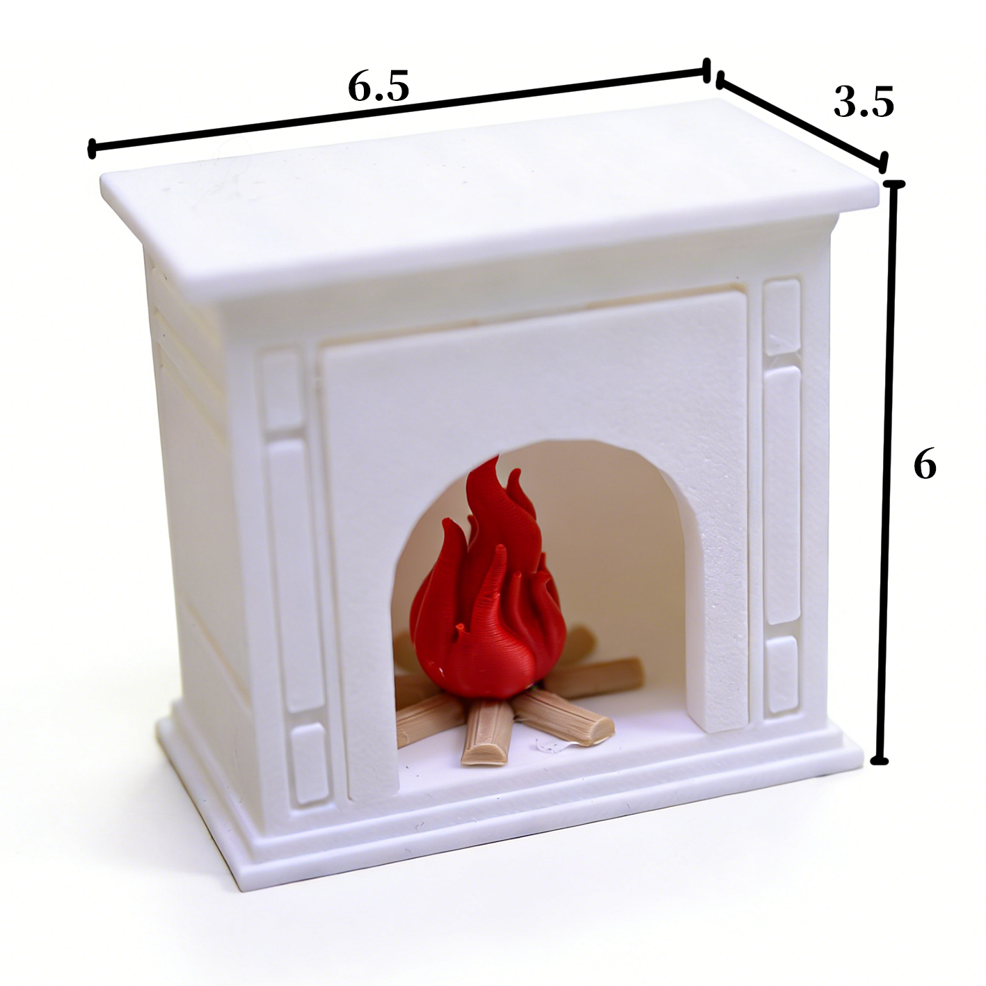 RHF320 Realistic Flame Fireplace Cream White Simulation Flame Fireplace, Miniature Scene Model Ornament, Dollhouse Accessory