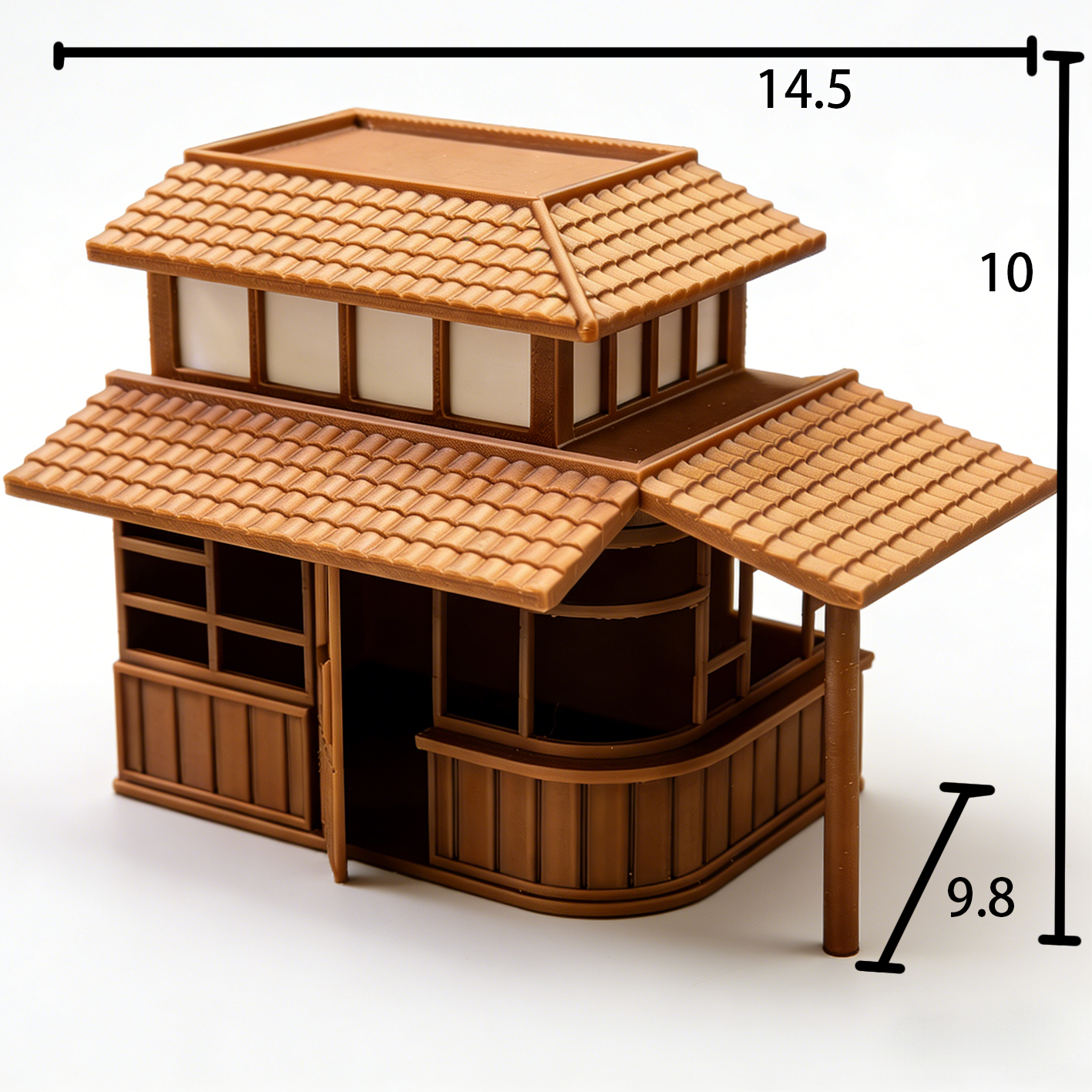 RHF290 Japanese-style Double-story Machiya Japanese-style Double-layer Machiya, Cherry Blossom Courtyard Style Miniature Building.