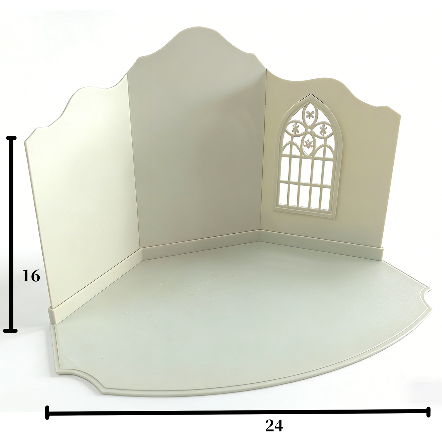 RHF305 Vintage Scene Background Board Cream Gothic Window Retro Scene Backdrop, Miniature Scene Model OrnamentShop Scene Prop