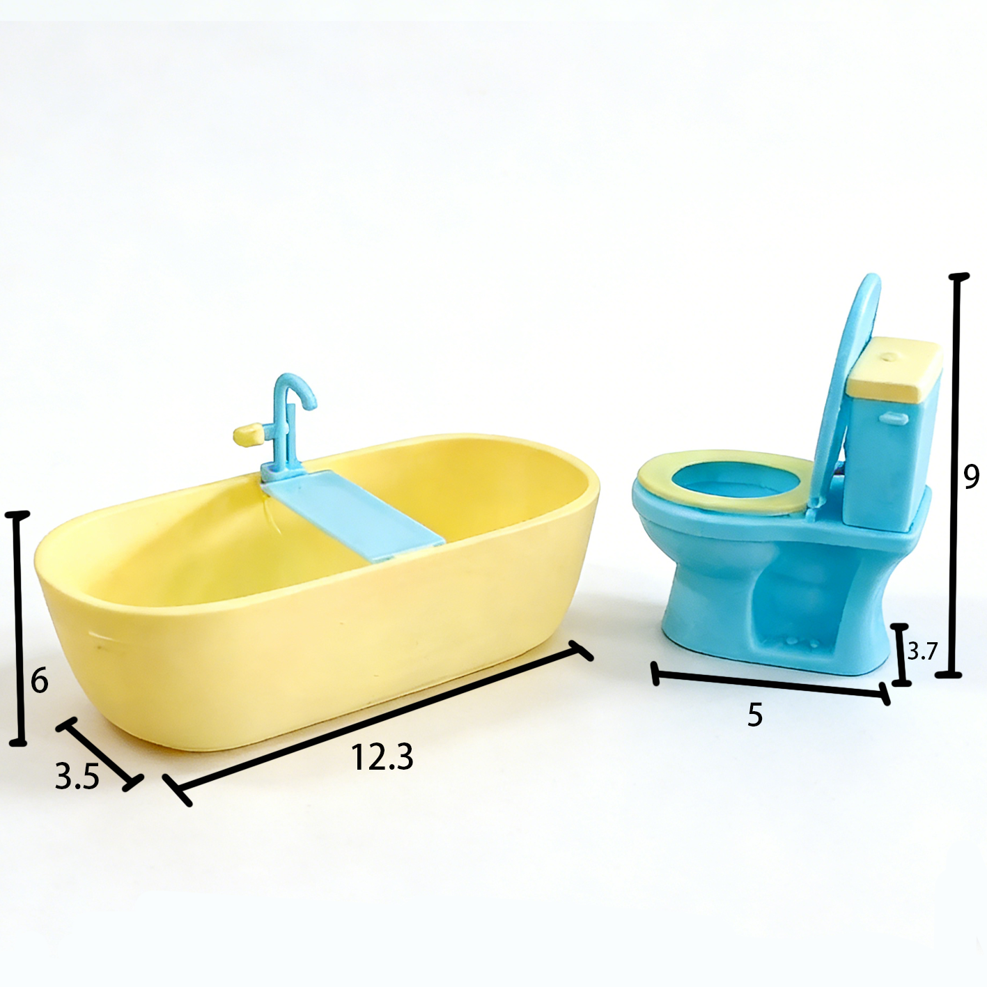 RHF263 Bathtub Toilet Miniature Scene Model Ornament Original Modern Mint Bubble Bathroom Set Dollhouse Bathtub & Toilet Accessories Home Scene Props Fidget Toy