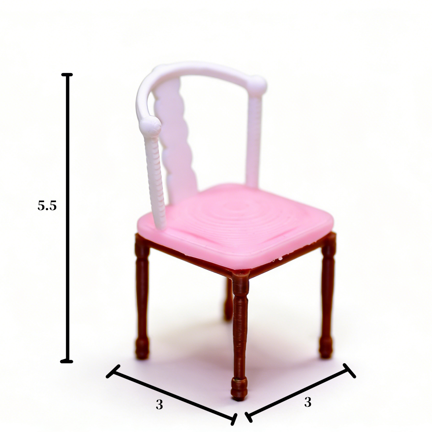 RHF327 Vintage High-Back Chair Pink White & Brown Contrast Color Retro Backrest Chair Miniature Scene Model Ornament