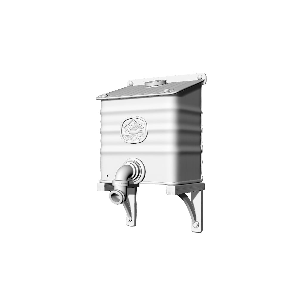 MRY-SFW LYTS621 3D Printed Unpainted White Resin, Vintage Wall-Mounted Rainwater Collection Tank, Miniature Courtyard Scene Ornament
