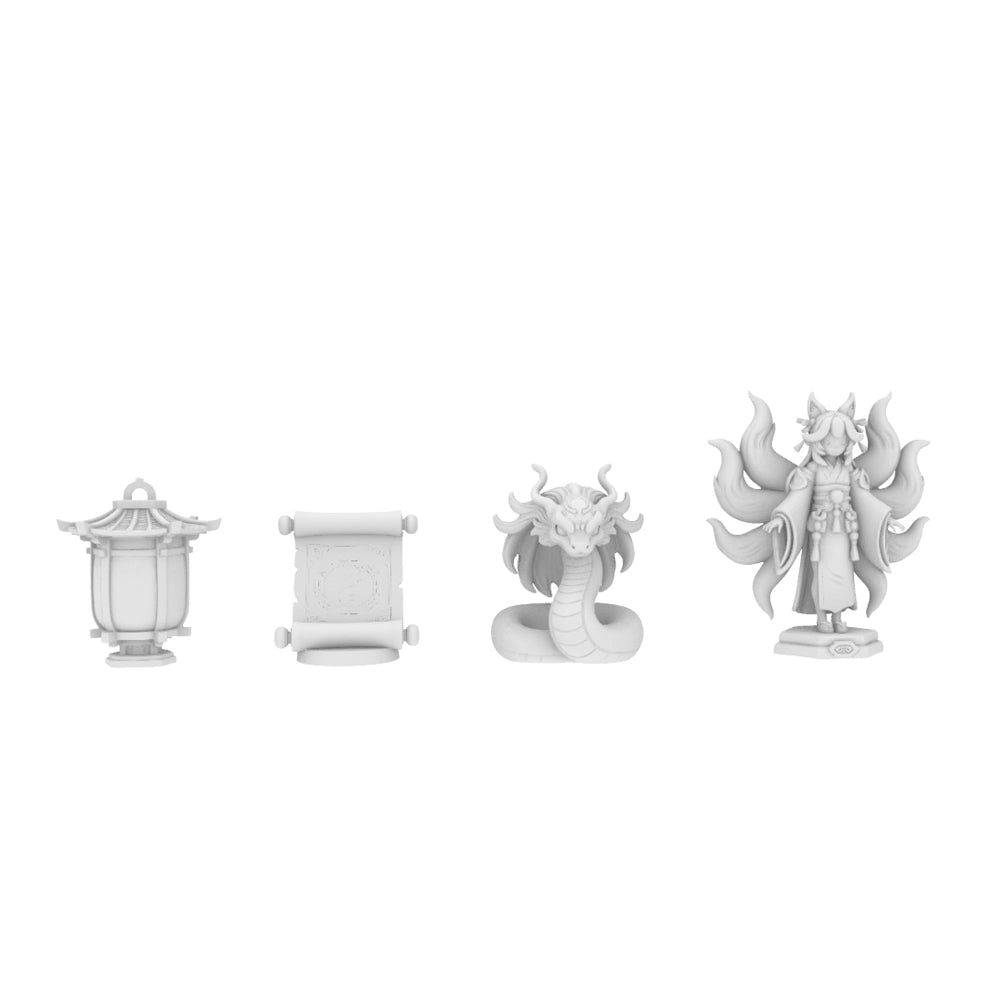 MRY-SFW LYTS687 3D Printed Japanese Mystical Shrine Scene Set, Unpainted White Model, Eastern Fantasy Miniature Accessories