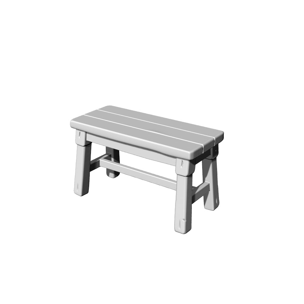 MRY-SFW LYTS585 3D Printed Unpainted White Resin Miniature Rustic Porch Footstool for Dollhouse Patio Diorama