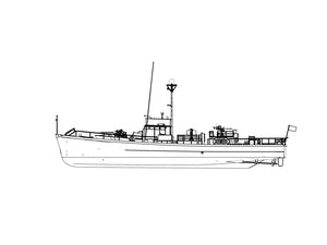RHWS007S USN SC-497 Class Submarine Chaser CARMI PC-466 Full Hull