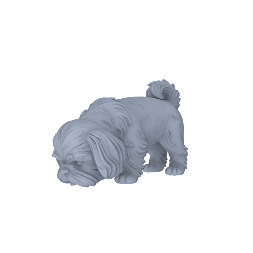 Yao's Studio LYTR190 Shih Tzu Resin Miniature Model 3-Figure Set, Unpainted Cute Pet Figures, DIY Painting Scene Decoration Miniatures Diorama Resin Figures