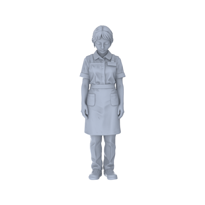 Yao's Studio LYTR230 Miniature Food Service 4-Piece Unpainted Models - Apron Staff Figures for DIY Diorama & Custom Painting Miniatures Diorama Resin Figures