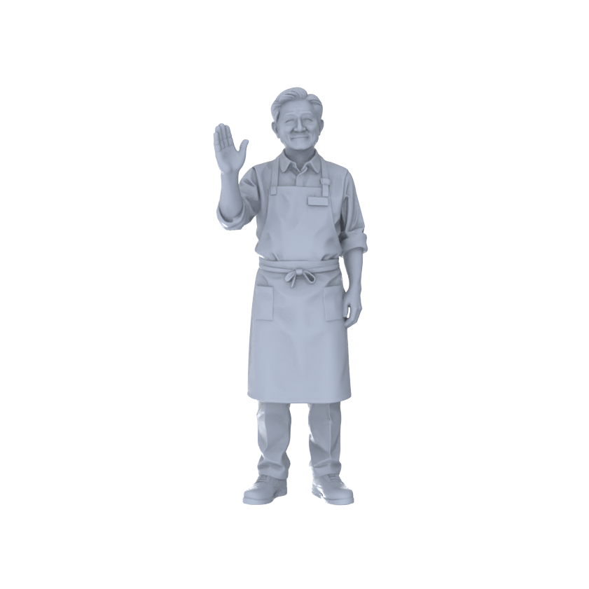 Yao's Studio LYTR236 2-Piece Unpainted Miniature Market Shop Set - Welcome Staff Perfect for Cafe, Restaurant & Creative Market Dioramas Miniatures Diorama Resin Figures
