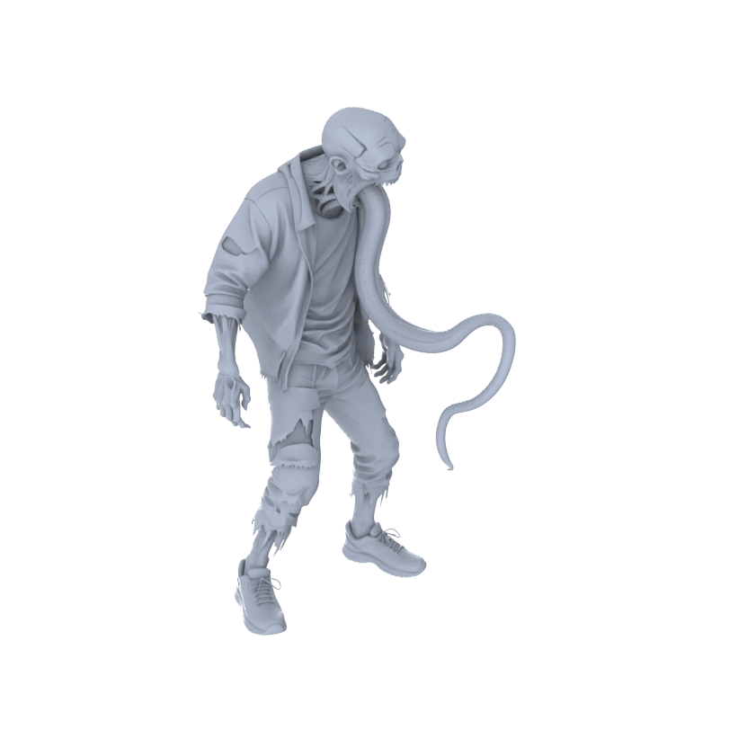 MRY-SFW LYGR110 Long tongue zombie resin white model miniature soldier character model scene character figure hand painted