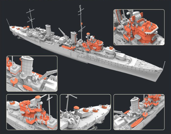 Flyhawk FH1157 1/700 HMS AURORA 1941 Plastic Model Kit