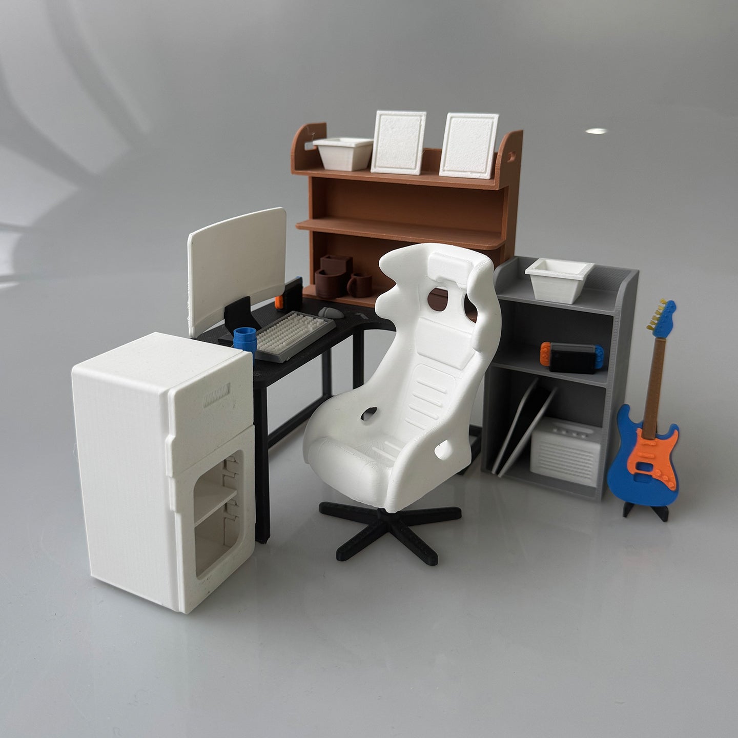 RHF12213 Office Executive Desk Set 3D Printing DIY Miniature Scenes Dollhouse Creative Decorations Desktop Scenarios Mini Models BJD OB Doll