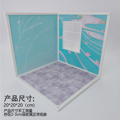 LYTP122003 1/12 Universal Wall & Floor Combination 3D Printing DIY Miniature Scene Dollhouse Creative Pendant Desktop Scene OB Baby 12-Inch Baby House Assembly Versatile Wall BJD Spring Bathroom Or Sweet Study Room