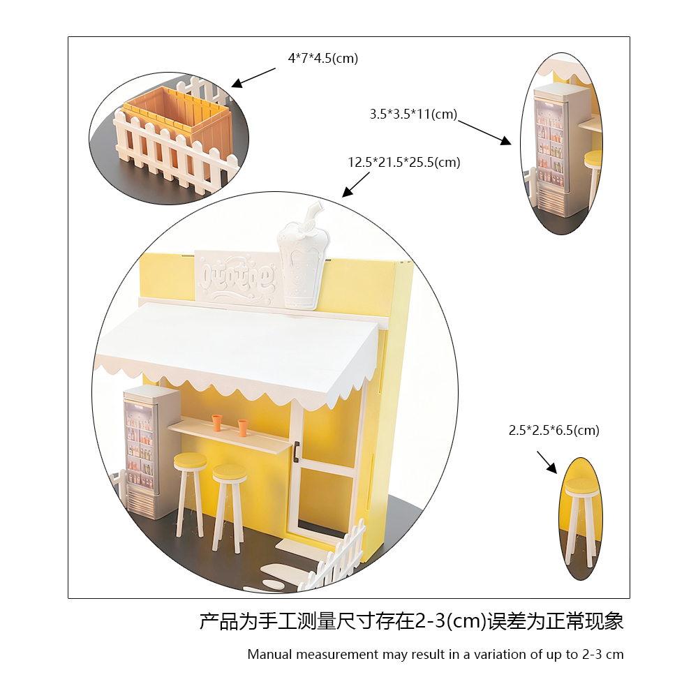 LYTP1024 Chug Chug Water Bar? 3D Printing DIY Miniature Scenes Dollhouse Creative Street View Desktop Scenarios Mini Models 12-Inch BJD OB Doll