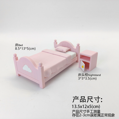 LYTP12202 1/12 Cloud-Shaped Headboard Kids'Single Bed  INS Style Miniature Display Model 1:12 Scale