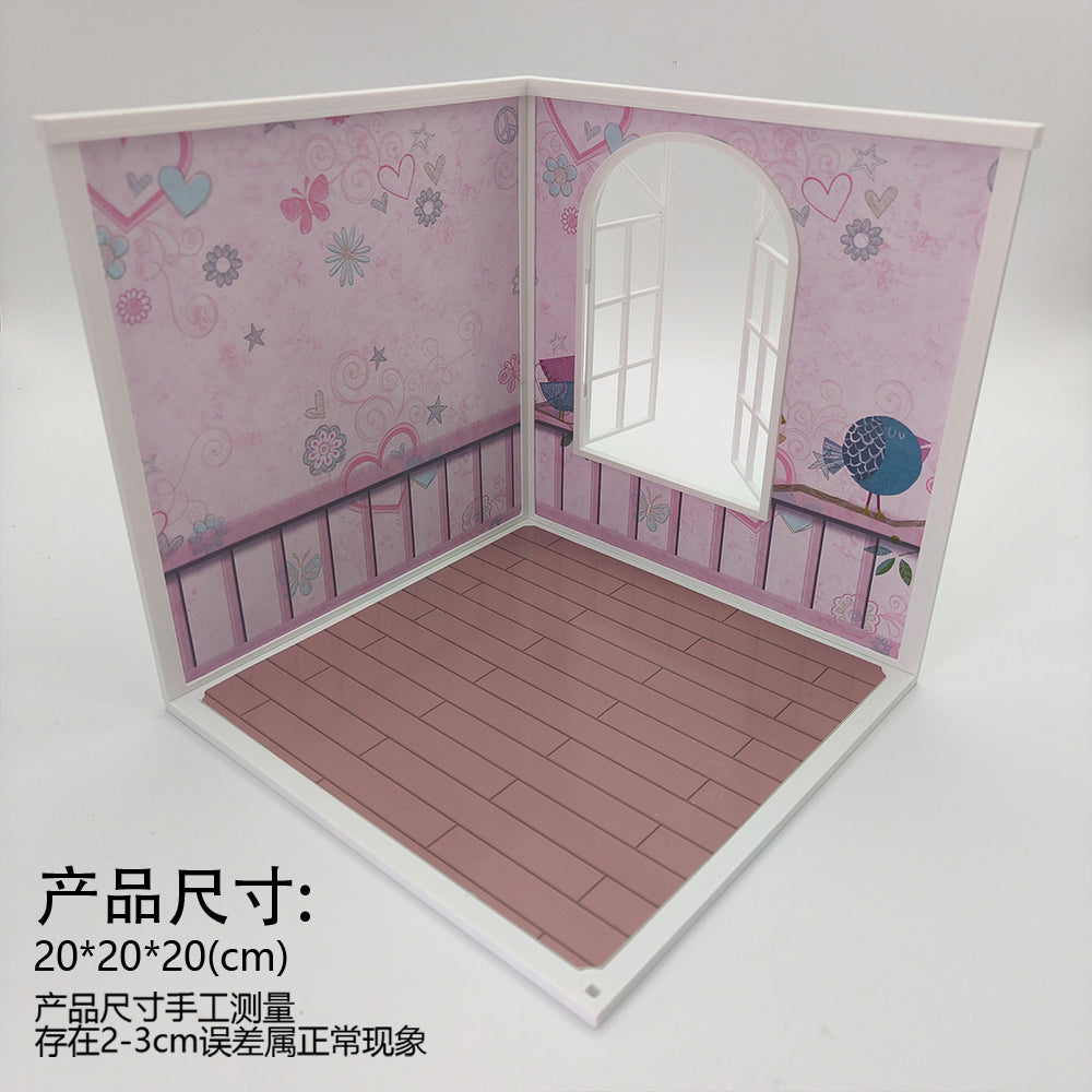 LYTP122001 1/12 Universal Wall & Floor Combination 3D Printing DIY Miniature Scene Dollhouse Creative Pendant Desktop Scene OB Baby 12-Inch Baby House Assembly Versatile Wall BJD Spring Bedroom Or Sweet Bedroom