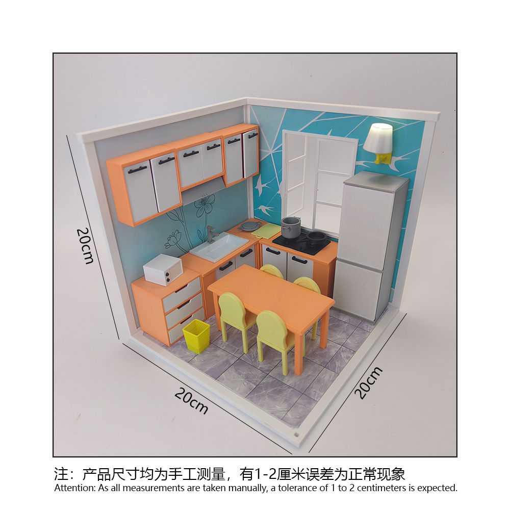LYTP1004 Spring Kissed Moments Spring Kitchen 3D Printing DIY Miniature Scenes Dollhouse Creative Decorations Desktop Scenarios Mini Models 18-Inch BJD OB Doll