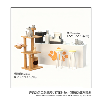 LYTP121018 1/12 Kitty Parlour 3D Printing DIY Miniature Scenes Dollhouse Creative Decorations Desktop Scenarios Mini Models 12-Inch BJD OB Doll