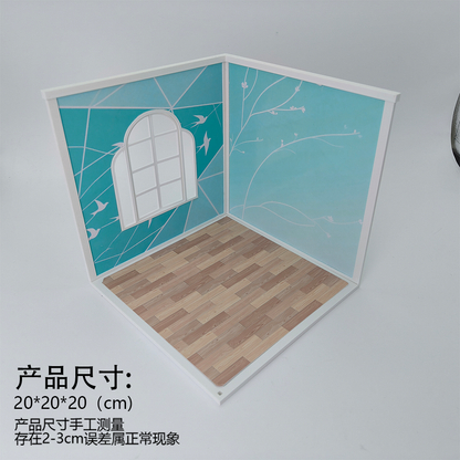 LYTP122002 1/12 Universal Wall & Floor Combination 3D Printing DIY Miniature Scene Dollhouse Creative Pendant Desktop Scene OB Baby 12-Inch Baby House Assembly Versatile Wall BJD Spring Guest Room Or Sweet Guest Room