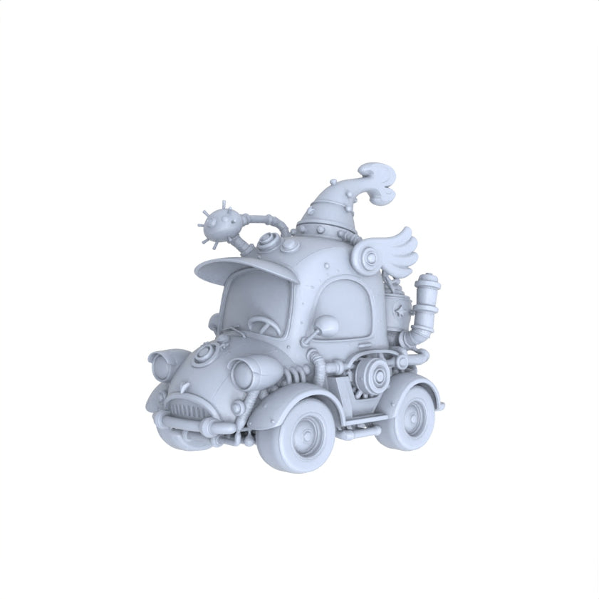 Yao's Studio LYTA137  Unpainted Fairy Tale Steampunk Car Model, DIY Hand-Painting Blank Kit for Fantasy Market Diorama