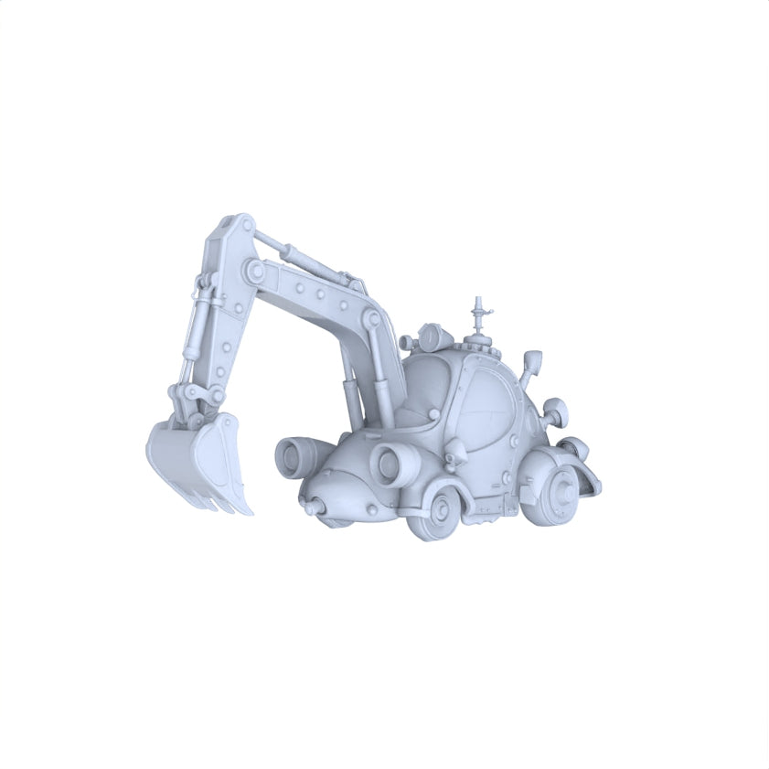 Yao's Studio LYTA140 Unfinished Cute Steampunk Construction Vehicle Model, Unpainted Kit for DIY Painting & Scene Projects