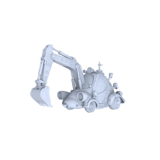 Yao's Studio LYTA140 Unfinished Cute Steampunk Construction Vehicle Model, Unpainted Kit for DIY Painting & Scene Projects