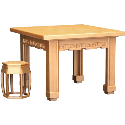 RHF231 Ancient-Style Square Table & Hexagonal Stool 3D Printing DIY Miniature Scenes Dollhouse Creative Ornaments Desktop Scenes Mini Models BJD & OB Dolls Ancient-Style Square Table & Hexagonal Stool