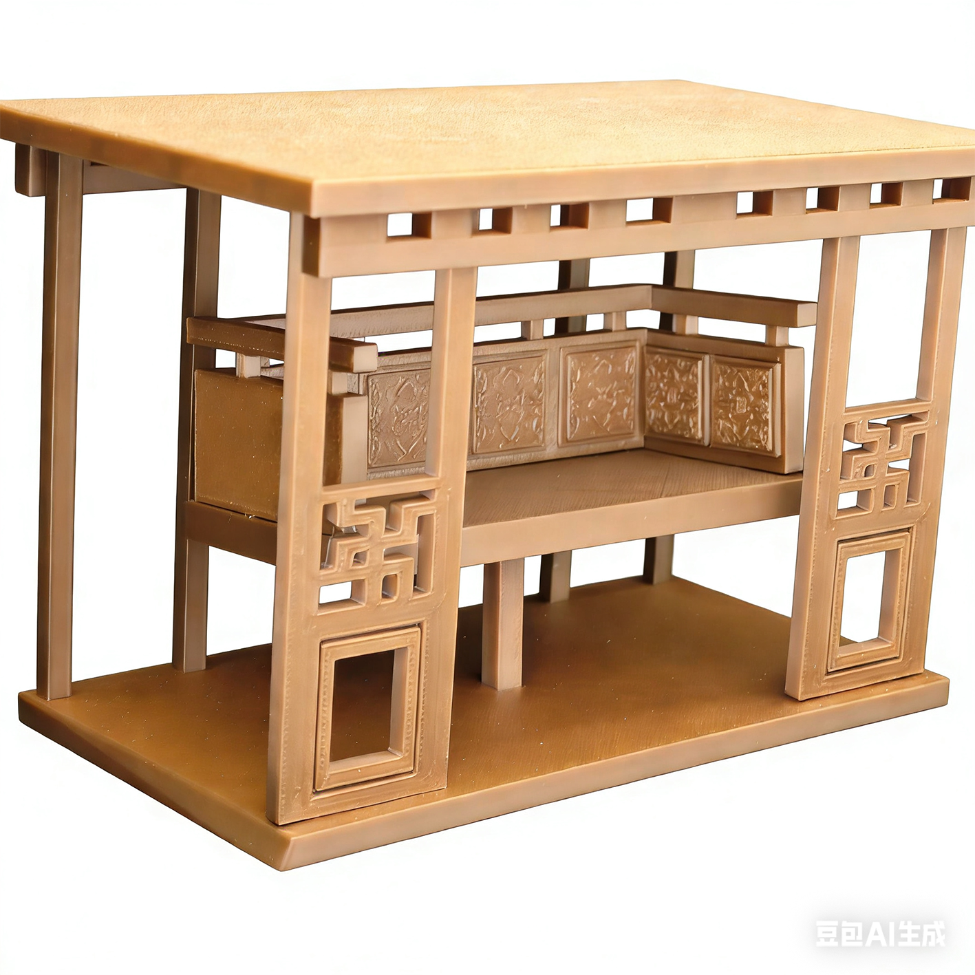 RHF12235 Ancient-Style Canopy Bed 3D Printing DIY Miniature Scenes Dollhouse Creative Ornaments Desktop Scenes Mini Models BJD & OB Dolls Ancient-Style Canopy Bed